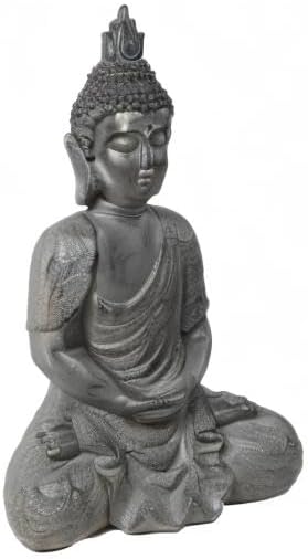LuxenHome Large Buddha Statue, 22" Meditating Buddhas Garden Statue | Fiber Stone Large Buddha Statue for Outdoor and Indoor Use, Zen Buddha Garden Sculpture for Patio, Backyard, or Deck