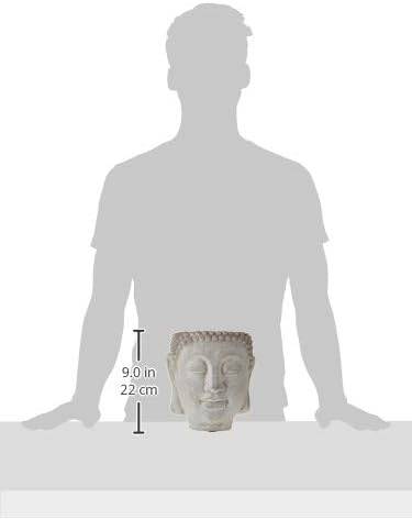 Abbott Collection 27-DHARMA/350 XLG Extra Large Buddha Head Planter, Grey (8" H)