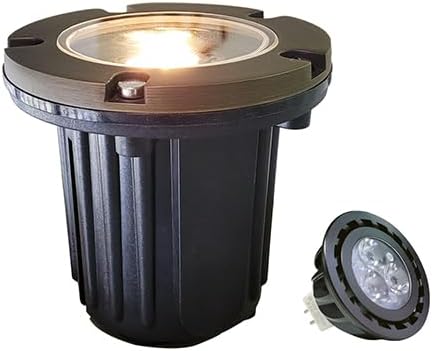 MALORY Low Voltage Landscape Lights, (φ126 mm) Brass Top Cover 12V Outdoor In Ground Lights, LED Well Lighting for Pathway, Driveway, Deck Step and Garden 1 Pack with MR16 Bulb (Flat Top)