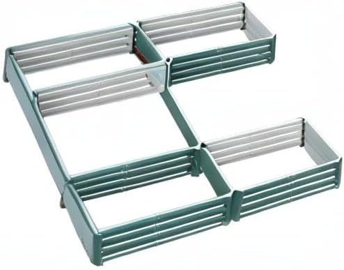 Outsunny 8 x 8ft DIY Raised Garden Bed, Large Galvanized Steel Planter Box with 5 Compartments, for Outdoor Plants, Vegetables, Flowers, Herbs, Easy Assembly, Green