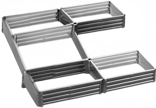 Outsunny 8 x 8ft DIY Raised Garden Bed, Large Galvanized Steel Planter Box with 5 Compartments, for Outdoor Plants, Vegetables, Flowers, Herbs, Easy Assembly, Gray