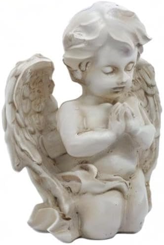 Vintage Kneeling Praying Cherub Statue Indoor Outdoor Home Garden Decoration Wings Angel Statue Memorial Sculpture