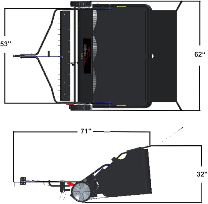 Brinly 54" Tow-Behind Combo Lawn Sweeper with Dethatcher and Hamper Windscreen