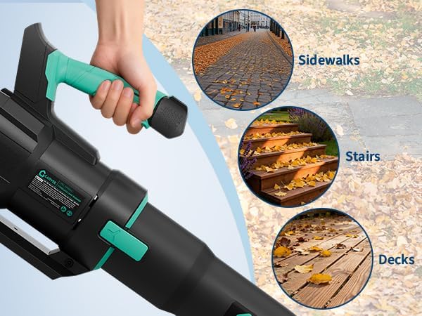 DEXSO Clearance Cordless Leaf Blower - 650 CFM / 200 MPH 2 Speed 21 V Lithium-ion 4.0Ah Battery and Charger Included, Lightweight Electric Leaf Blowers for Lawn, Yard Care, Leaves, Dust