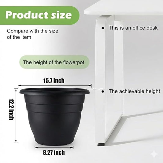 RooTrimmer 6 Pack 16 Inch Large Plant Pots Outdoor,Heavy Duty Plastic Planters with Drainage Holes,Lightweight Black Flower Pots for Indoor Outdoor Plants,Patio,Garden & Trees
