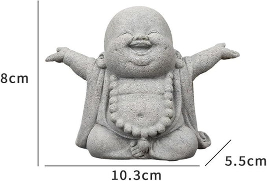 Stone Buddha Sculpture Zen Praying Statue Sculptures Ornament for Wealth Good Luck Feng Shui Decor Home Office Fish Tank Decoration
