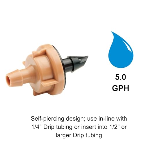 Rain Bird SW50/05PS Drip Irrigation Spot Watering Dripper/Emitter with Diffuser Cap, 5 Gallon Per Hour, 5-Pack