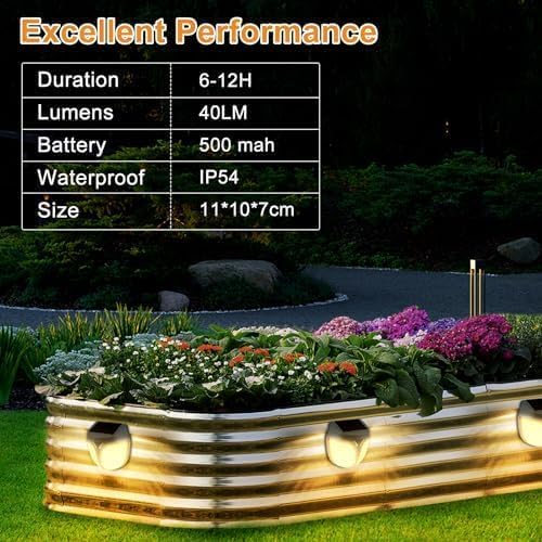 Raised Garden Bed Solar Lights Magnetic, IPX4 Waterproof Solar Lights Outdoor Dusk to Dawn, Solar Powered Garden Lights for Planter Raised Beds, 4 Pack