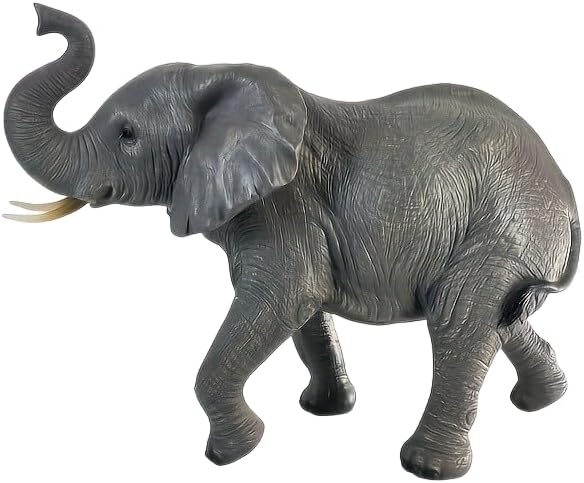 28" Large Elephant Garden Statue with Raised Trunk, Lifelike All-Weather Waterproof Resin Sculpture, Outdoor Yard Patio Lawn Decor, Lucky Feng Shui Ornament, Housewarming Gift