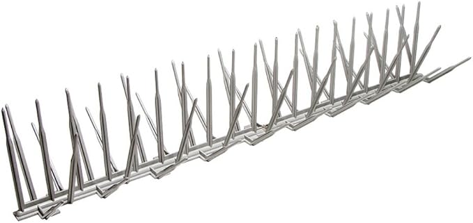 Bird B Gone - Gray Plastic Anti Bird Spikes (24') - Humane Deterrent - Stops Pigeons & Birds from Roosting - UV-Stabilized Polycarbonate - for Rooftops, Ledges, Fences, Etc - Made in USA