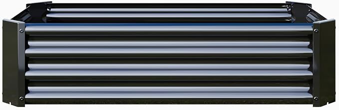 Metal Galvanized Raised Garden Bed Kit, 4 x 2 x 1 ft Galvanized Steel Raised Garden Planter Box Outdoor with Open Base for Growing Vegetables/Flowers/Herbs/Fruits/Succulents, Rectangle, Black