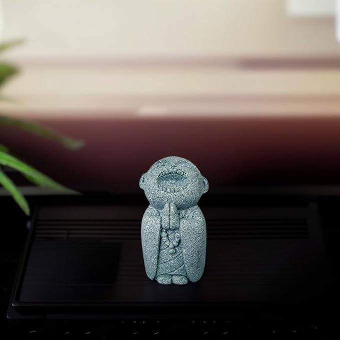 Mini Monk Buddha Statue Sandstone Statues Zen Monk Praying Statue Sculptures for Wealth Good Luck Feng Shui Decor Home Fish Tank Aquarium Garden (Style 7)