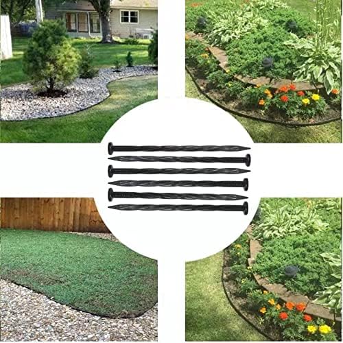 300PCS Spiral Landscape Anchoring Spikes, 8 Inch Landscape Spikes,Nylon Landscape Anchoring Spike for Garden Lawn Yard,Paver,Weed Barrier,Artificial Turf (8in-300 Count)