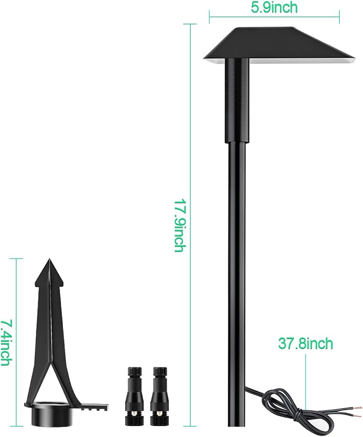 5W Low Voltage Landscape Pathway Lights with Connectors,12-24V Outdoor Path Lights, 3000K Wired Landscape Lights for Yard Garden Walkway, IP66 Waterproof(8Pack)