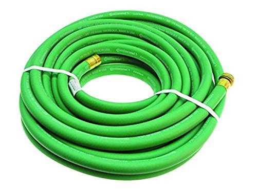 Continental Pathfinder Green EPDM Rubber Garden Hose, 5/8" ID x 50' Length Reel, 100 PSI Max Working Pressure, 5/8" Male x Female Brass NPT Fittings