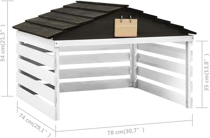 vidaXL Solid Firwood Robotic Lawn Mower Garage, Protective Outdoor Shed for Lawn Mower and Charging Station, Durable rain and UV Cover, 30.7"x29.1"x21.3", Black and White
