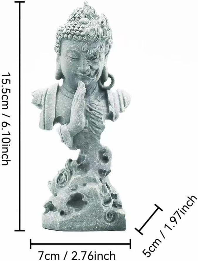 livelyfish Meditating Buddha Statue Zen Garden Statues Sandstone Thinker Buddha Sculpture Figurine for Fish Tank Aquarium Home Decorations, Gift (CS)