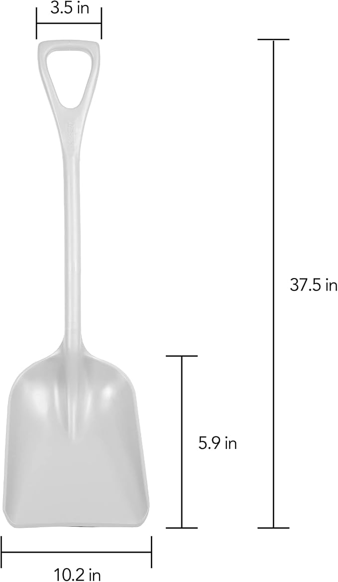 Remco Hygienic Square Point Shovel, Polypropylene Blade, 23 1/2 in L, White 69815-1 Each
