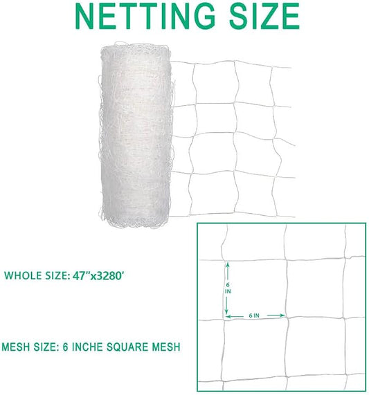 Heavy Duty Trellis Netting Roll - 47''x328' Plastic Plant Trellis Net for Climbing Plants