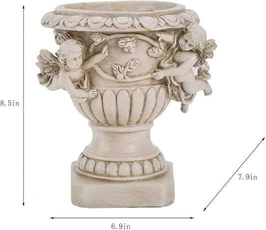 Cherub Angel Planters, Cherub Planter Flower Pots with Drain Hole for All House Plants, Patio Yard Decor, Polyresin, 8.46" H
