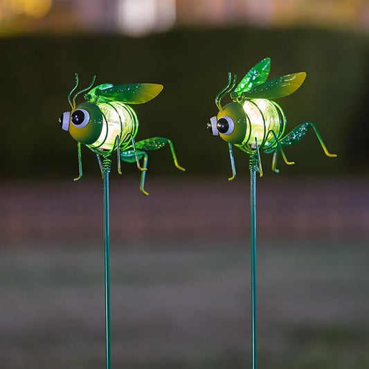Viveta 2 Pack Garden Solar Lights, Solar Lights Stake | Decorative Solar Light with Cute Insect Figurines for Outdoor Pathway & Patio