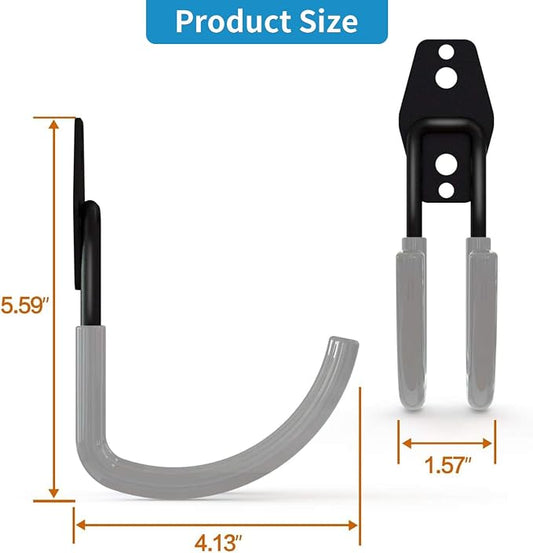GeeWatom Garage Storage Utility Hooks,Garage Garden Tool Organizer,Steel Wall Mount Hooks, Large Garden U Hooks (2 Pack) (Type-2-Gray)