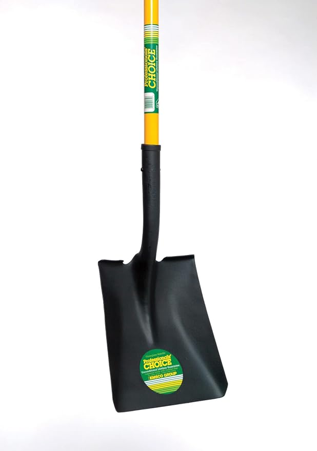 Professional's Choice Square Point Shovel - Sturdy 28” Fiberglass Handle - Heavy Duty 14 Gauge Steel Head
