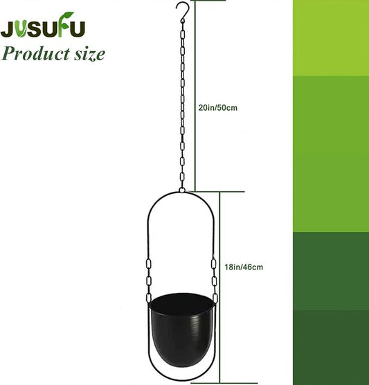 Metal Hanging Planters for Indoor and Outdoor Plants (Black)