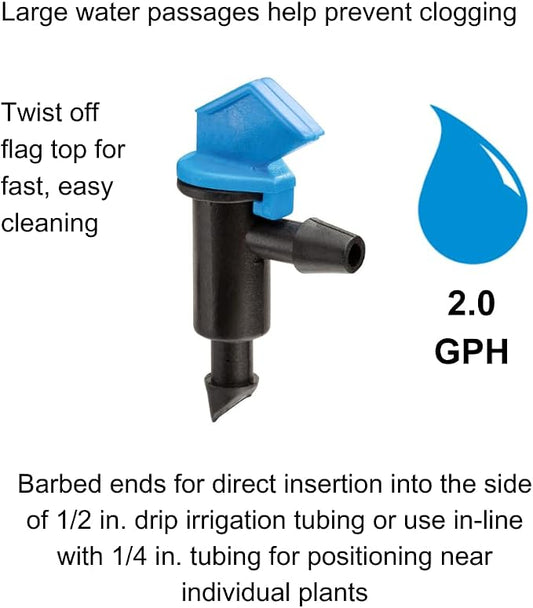 Rain Bird FE20-25SX Drip Irrigation 2 Gallon Per Hour Flag Dripper/Emitter, 25-Pack