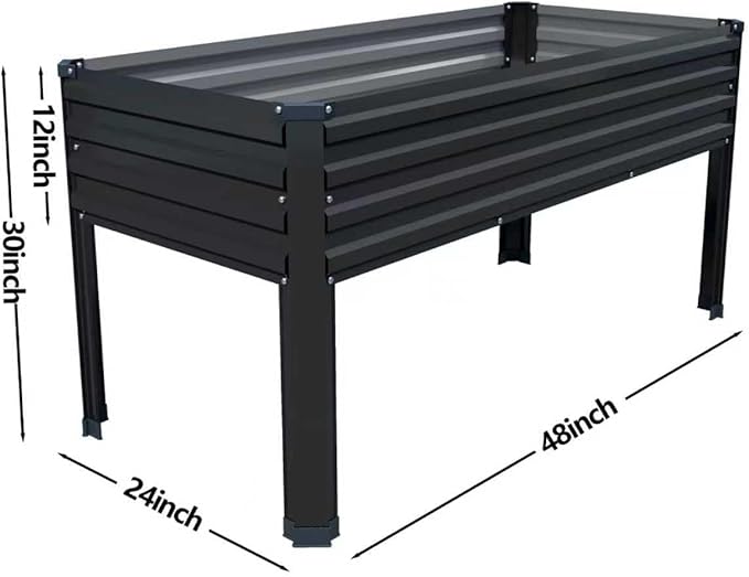DIIYIV 2PCS Galvanized Raised Garden Bed with Legs,48×24×30in Black | Elevated Planter Box for Backyard,Garden, Patio, Balcony, 400lb Capacity