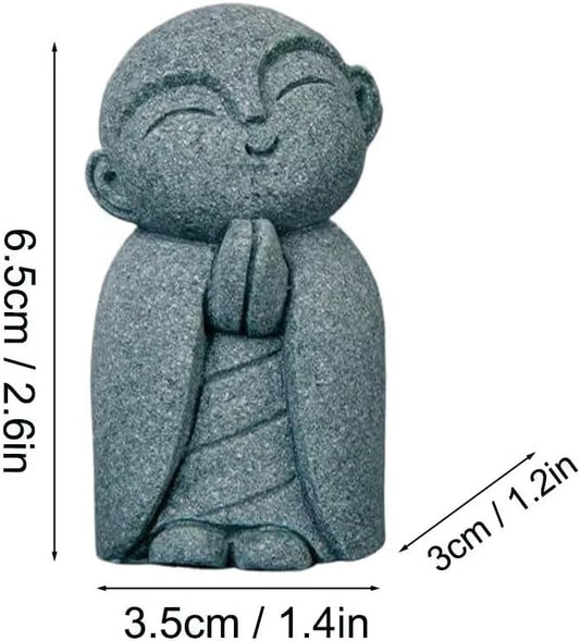 Mini Monk Buddha Statue Sandstone Statues Zen Monk Praying Statue Sculptures for Wealth Good Luck Feng Shui Decor Home Fish Tank Aquarium Garden (Style 14)
