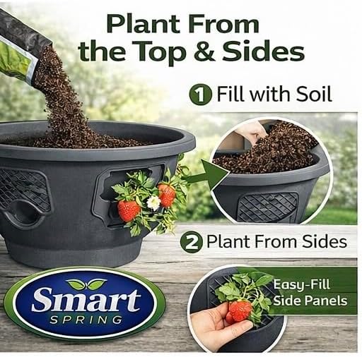 Ultimate Hanging Baskets - Strawberry, Tomato, Flower, and Herb Outdoor Planters - Use Garden Pots for Growing Plants Outside On A Deck, Fence, or Balcony (2)