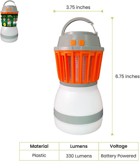 (GG-ZAPPY) Zappy Rechargeable Lantern with Built in Bug Zapper, USB Rechargeable Lantern, 330 Lumens, Orange