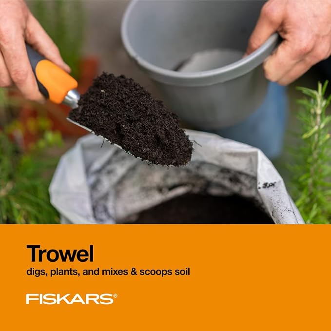Fiskars 751220-1001 Pro IsoCore Pick/Mattock, 1.5 lb, Orange/Black & 384490-1002 Garden Scratch Tool Set with Shovel, Hand Rake and Spade for Weed Removal, Digging, Gardening, Black/Orange