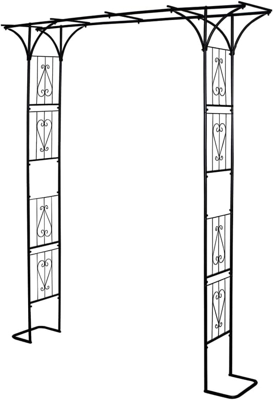 86" Garden Arbor Metal Arch Trellis for Climbing Plants with Standing Base | Outdoor Arbors Archway Pergola for Wedding Ceremony Party Decoration Flat Top Trellises for Rose Vine Backyard Lawn Patio