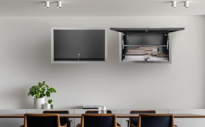 JZD Metal Wall Cabinet with Removable Shelf, Lockable Hanging Cabinet with Up Flip Door, for Kitchen Warehouse Utility Room Garage