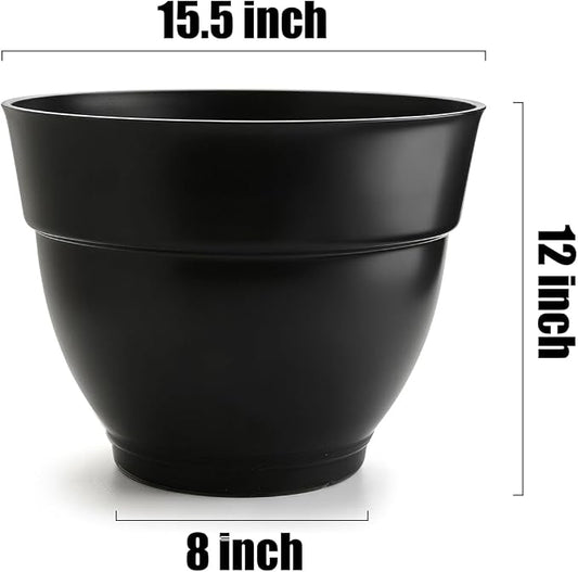 RooTrimmer 4 Pack 16 Inch Plant Pots with Drainage Holes for Indoor Outdoor | Lightweight Durable Planters for Medium&Large Plants,Modern Plastic Flower Pots for Houseplants,Patio,Garden & Balcony