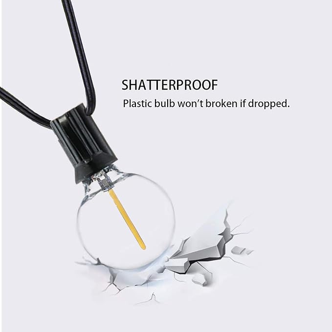Banord 100FT G40 Globe String Lights, 2700K LED Outdoor Patio Lights String with 50 Dimmable Shatterproof Bulbs, Waterproof Connectable Hanging Lights for Backyard Porch Balcony Party, E12 Socket Base