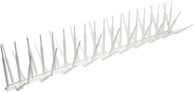 Bird B Gone - White Plastic Anti Bird Spikes (24') - Humane Deterrent - Stops Pigeons & Birds from Roosting - UV-Stabilized Polycarbonate - for Rooftops, Ledges, Fences, Etc - Made in USA