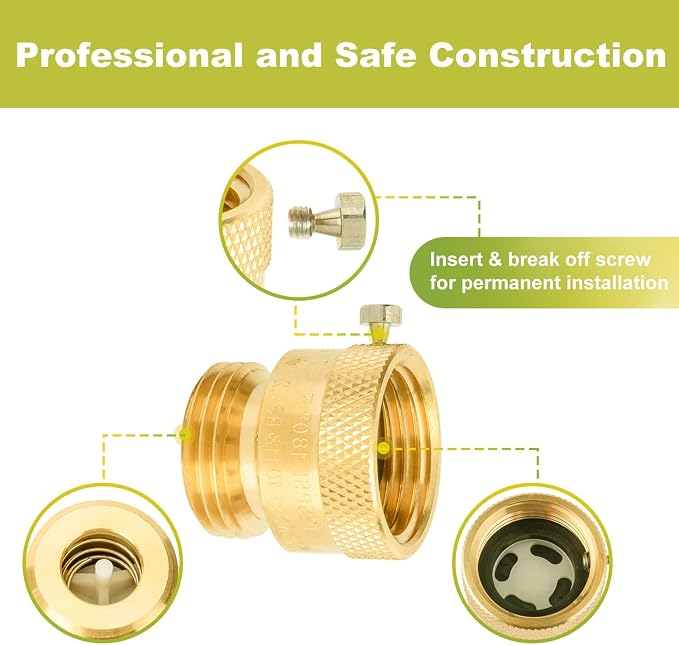 SUNGATOR 12-Pack Anti Siphon Valve, 3/4 Inch GHT Backflow Preventer Hose Bib, Vacuum Breakers Set for Outdoor Faucet, Garden Spigot, RV, Solid Brass Anti-Backflow Valve with Sealing Tape