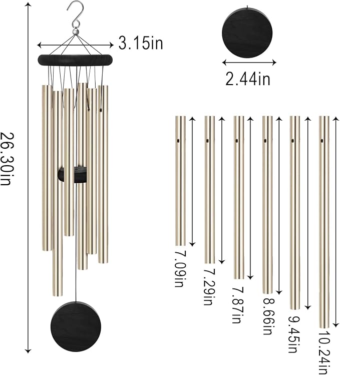 2 Pack Memorial Wind Chimes Outdoor,Garden Wind Chimes with 6 Aluminum Alloy Tubes and Hook,Memorial Wind Chimes for Home Decor Garden Patio Outdoor