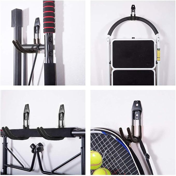 GeeWatom Garage Storage Utility Hooks,Garage Garden Tool Organizer,Steel Wall Mount Hooks, Large Garden U Hooks (2 Pack) (Type-2-Black)