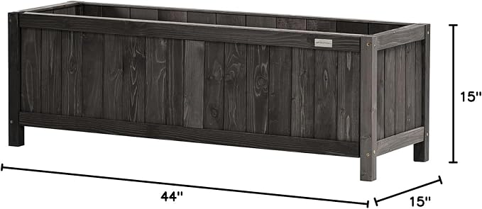 NatraHedge (44" Lx 15" W x 15" H (Black) Hampton Classic Wooden Planter Box Indoor and Outdoor Rectangular Garden Planter Use for Patio, Yard, Greenhouse, Vegatable, Flowers, and Herb | (Black) Indoor and Outdoor Rectangular Garden Use for Patio Yard G...