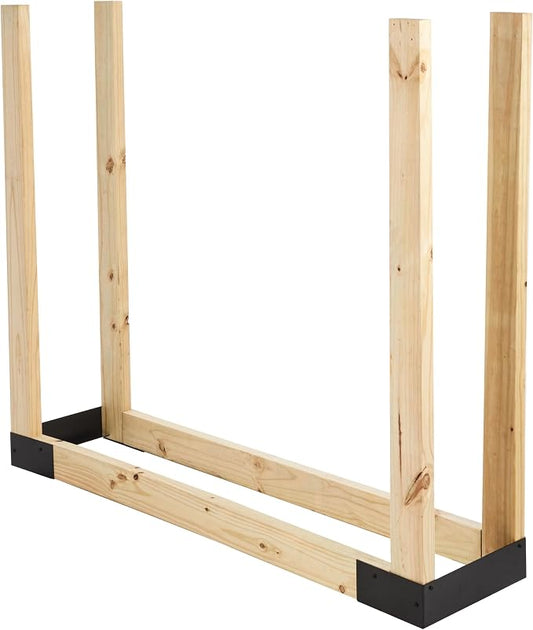 Shelter SLRK Adjustable Length & Height Firewood Storage Log Rack/Holder Kit, Powder Coated Heavy Duty All Steel, Adj. L x 14" D x Adj. H, Black