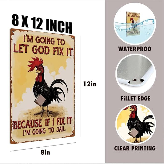 mmiishe Metal Signs Funny Chicken Coop Accessories Vintage Decor Chicken Gifts for Coop Garden Kitchen Fences Gate Retro Wall Art Rustic Decor Birthday Anniversary Decoration Metal Tin Sign