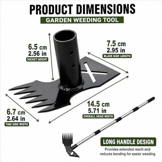 Weed Puller Tool with Long Handle, 60'' Adjustable Long Manual Weeder Remover Tool,2 in 1 Weed Rake and Gardening Weeder Tools for Yard, Lawn, Patio, Garden