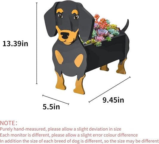 Dachshund Dog Planter Pots, 9.45 x 7.5 x 13.39 Inches | Dog Flower Pot, Cute Animal Shaped Plant Pot, Gifts for Women & Pet Lovers, Indoor Outdoor Garden Home Office Decor