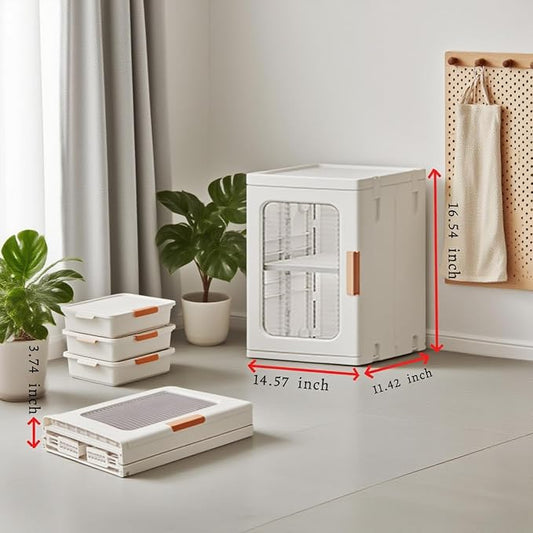 Mini Countertop Storage Cabinet,White | Clear Doors,Adjustable Shelf,Bathroom Organizers and Storage,Toilet Paper Storage,For Pantry Kitchen Living Room