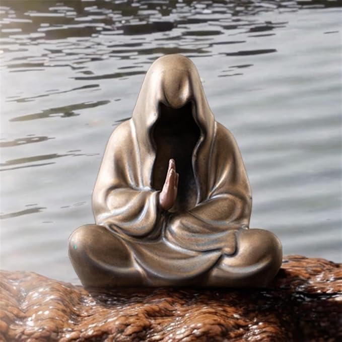 livelyfish Aquarium Buddah Statue Sandstone Zen Buddha Sculptures for Garden Fish Tank Home Decorations (G)