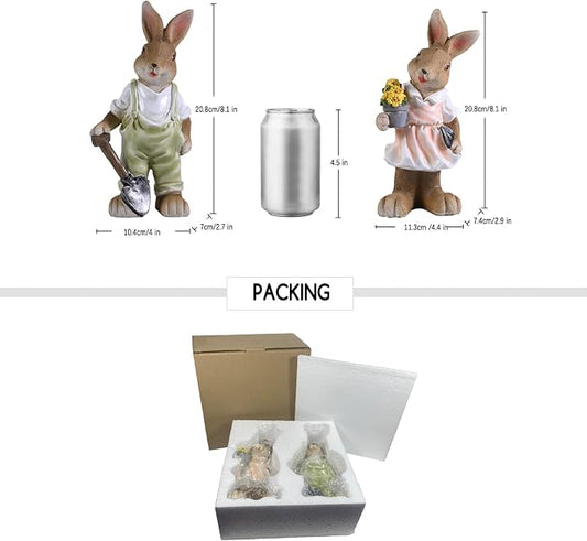 Rabbit Garden Statues Yard Decorations Outdoor Bunny Statue Garden Decor | Bunny Decor for Home Garden Yard Statues Rabbit Figurines Birthday Housewarming Gifts for Mom Grandma